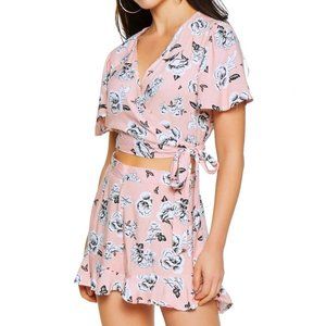 Liz Banks Floral Wrap Crop Top & Shorts Set